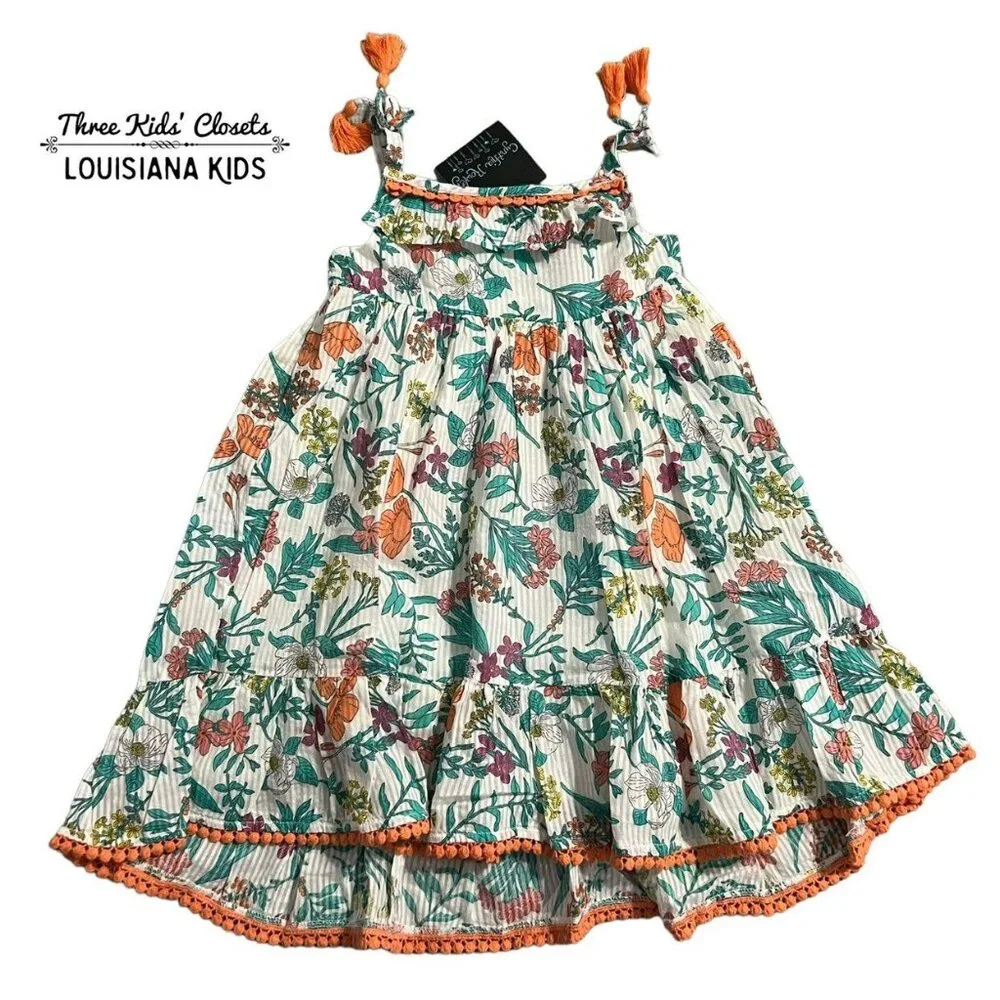 NEW Cynthia Rowley 3T Magnolia Floral & Tassels Dress